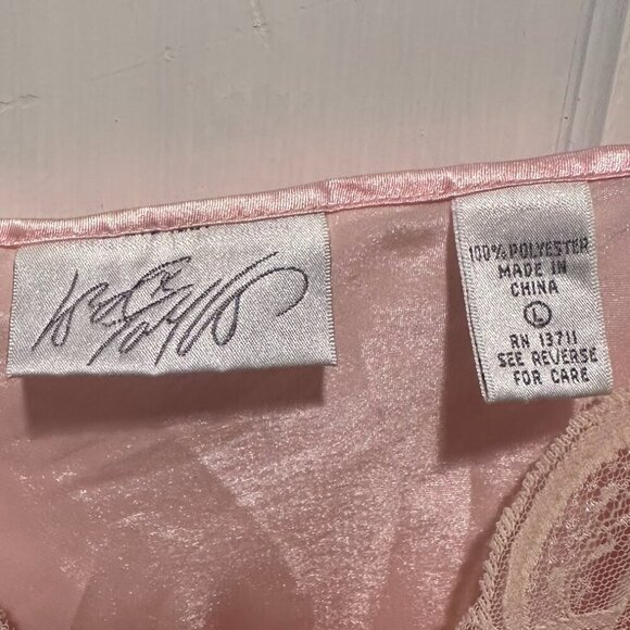Lord & Taylor Pink Silk with White Lace Sleep Dress Teddy - Size Large - Picture 2 of 3
